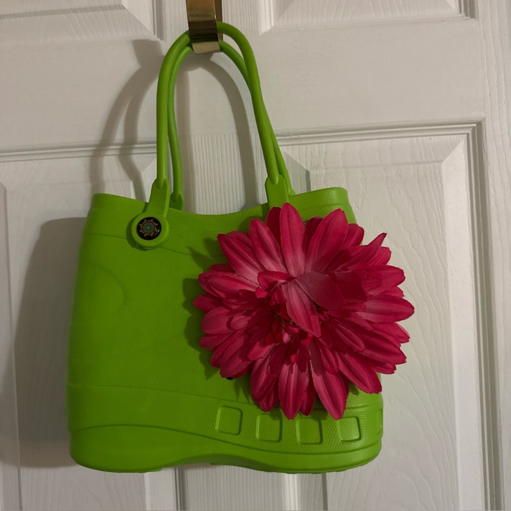 Green and Pink Floral Women's Bag